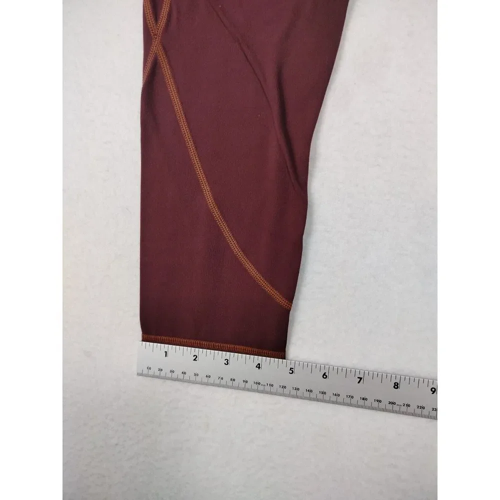 Athleta‎ Leggings Women's Small Maroon Salutation Crop Capri Athleisure Athletic